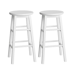 Artiss 2x Bar Stools Round Chairs Wooden White
