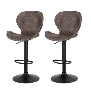 Artiss 2x Bar Stools Kitchen Swivel Gas Lift Counter Chair Wing PE Rattan Brown