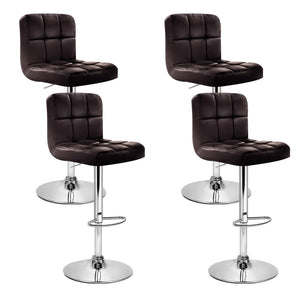 Artiss 4x Bar Stools Leather Gas Lift Brown
