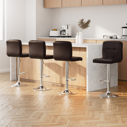 Artiss 4x Bar Stools Leather Gas Lift Brown