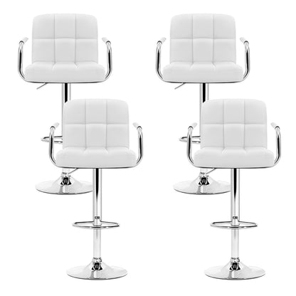 Artiss 4x Bar Stools Leather Gas Lift w/Armrest White