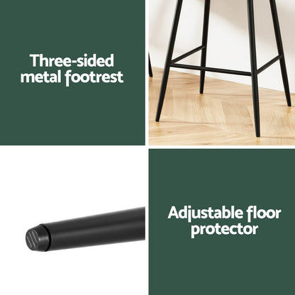 Artiss 2x Bar Stools Kitchen Dining Chair Counter Stool Tub Velvet Metal Green