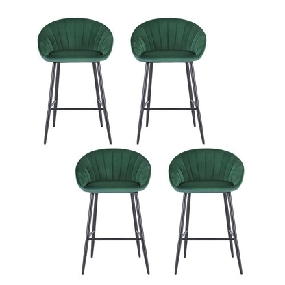 Artiss 4x Bar Stools Kitchen Dining Chair Counter Stool Tub Velvet Metal Green