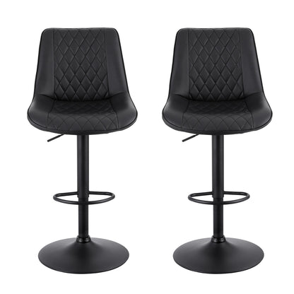 Artiss 2x Bar Stools Kitchen Swivel Gas Lift Counter Chair Diamond Leather Black