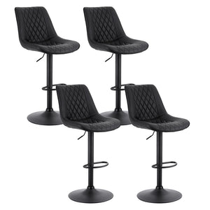Artiss 4x Bar Stools Kitchen Swivel Gas Lift Counter Chair Diamond Leather Black