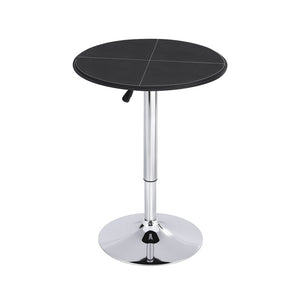 Artiss Bar Table Round Swivel Height Adjustable 62cm Modern PVC Leather Black