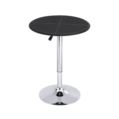 Artiss Bar Table Round Swivel Height Adjustable 62cm Modern PVC Leather Black