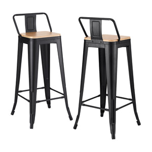 Artiss 2x Bar Stools Kitchen Counter High Chair Dining Stackable Metal Black