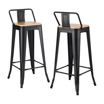 Artiss 2x Bar Stools Kitchen Counter High Chair Dining Stackable Metal Black