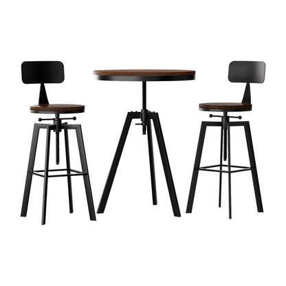 Artiss Bar Table and Stools Set Dining Desk Industrial Kitchen Chairs Cafe Pub