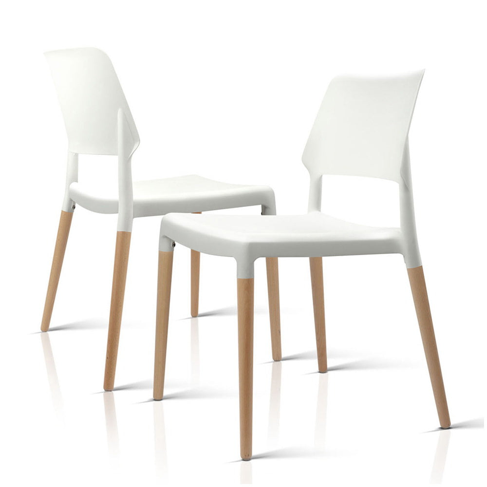 Artiss Dining Chairs White Stackable Set of 4