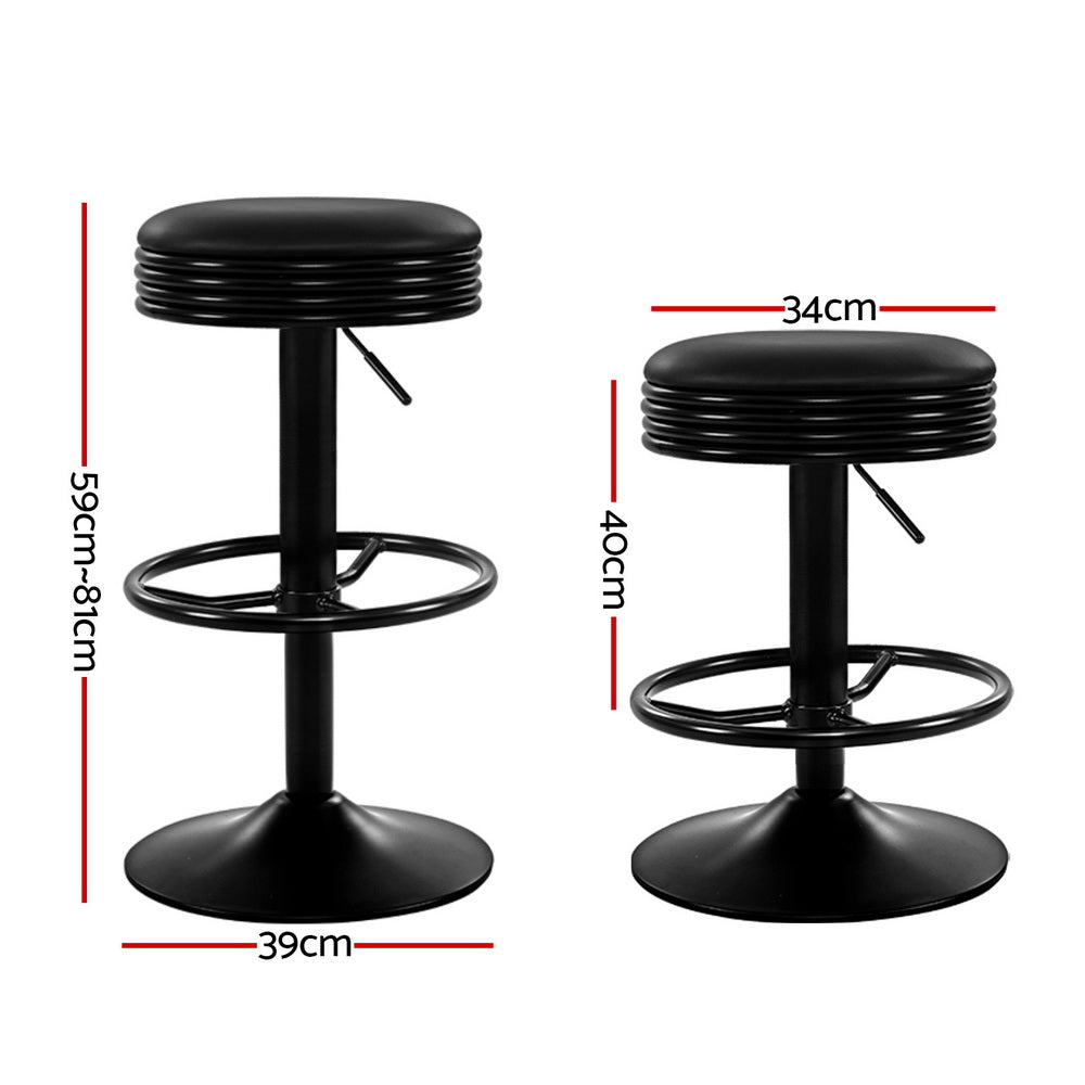 Artiss 4x Bar Stools Leather Padded Gas Lift Black-4
