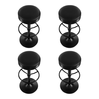 Artiss 4x Bar Stools Leather Padded Gas Lift Black-4