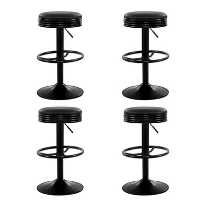 Artiss 4x Bar Stools Leather Padded Gas Lift Black-4