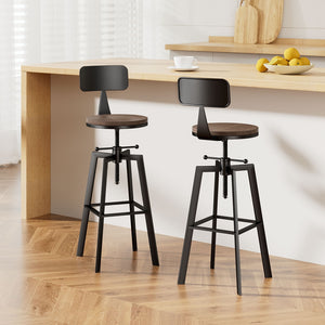 Artiss 2x Vintage Bar Stools Retro Kitchen Bar Stool Industrial Chairs Rustic