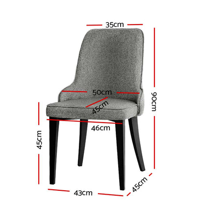 Artiss Dining Chairs Fabric Grey Set of 2 Domus