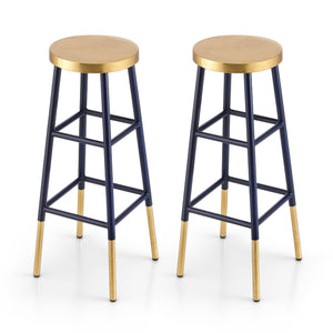 Artiss 2x Bar Stools Metal Gold Navy