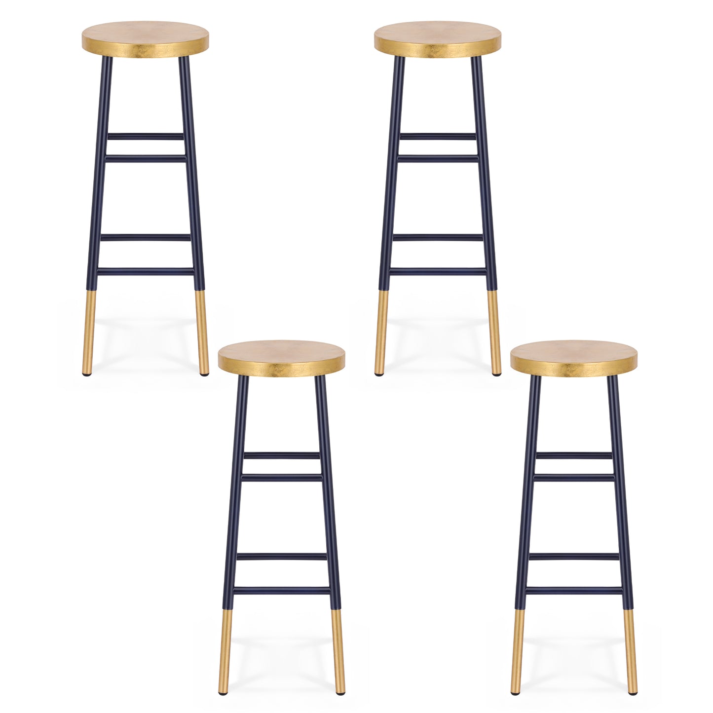 Artiss 4x Bar Stools Metal Gold Navy