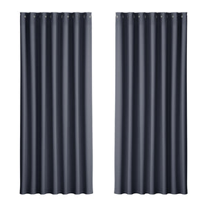 Artiss 2X Blockout Curtains Eyelet 240x230cm Charcoal