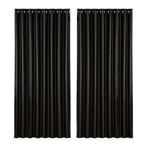 Artiss 2X Blockout Curtains Eyelet 300x230cm Black Shine