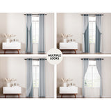 Artiss 2X 132x274cm Blockout Sheer Curtains Light Grey