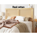Artiss Bed Head Double Size Rattan - RIBO Pine