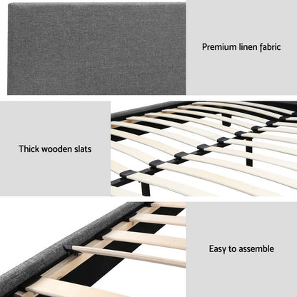 Artiss Neo Bed Frame Fabric - Grey Double