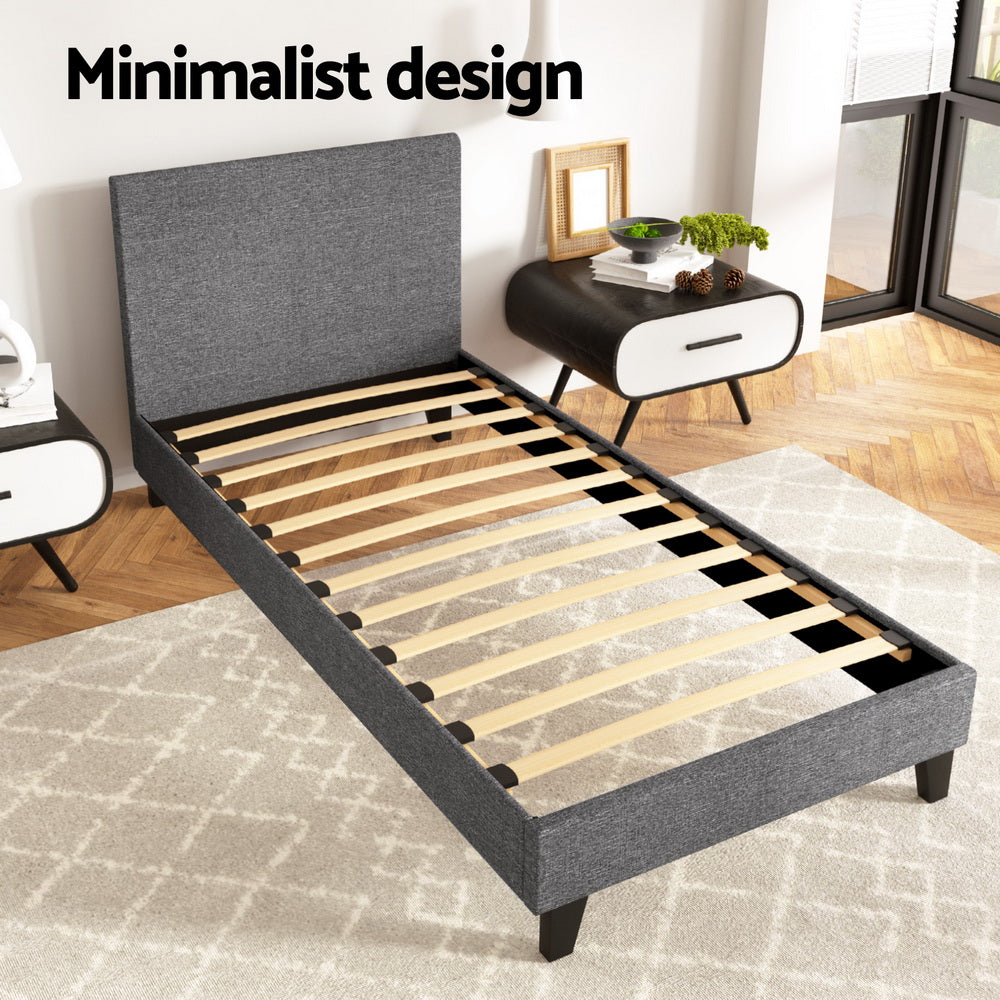 Artiss Neo Bed Frame Fabric - Grey Single