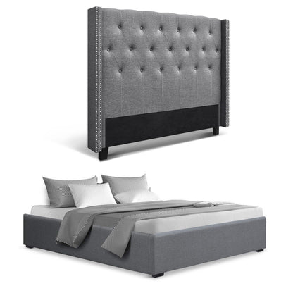 Artiss Queen Bed Frame Storage Tufted Headboard Gas Lift Base Grey