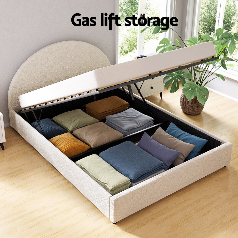 Artiss Bed Frame Gas Lift Strorage Beds Base Platform Boucle Fabric Double ELLA