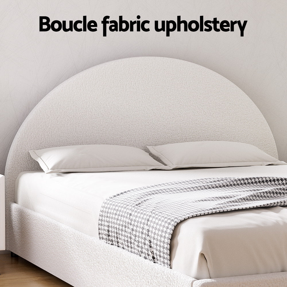 Artiss Bed Frame Gas Lift Strorage Beds Base Platform Boucle Fabric Queen ELLA