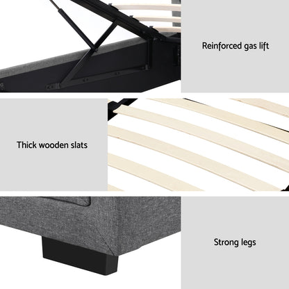 Artiss Bed Frame King Single Size Gas Lift Base With Storage Mattress Fabric