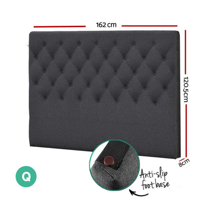 Artiss Bed Head Headboard Queen Size Fabric - CAPPI Charcoal