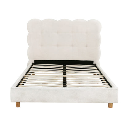 Artiss King Single Bed Frame Cloud Headboard Boucle Fabric Mattress Platform Base White
