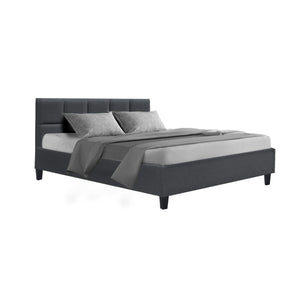 Tino Bed Frame Fabric - Charcoal Double