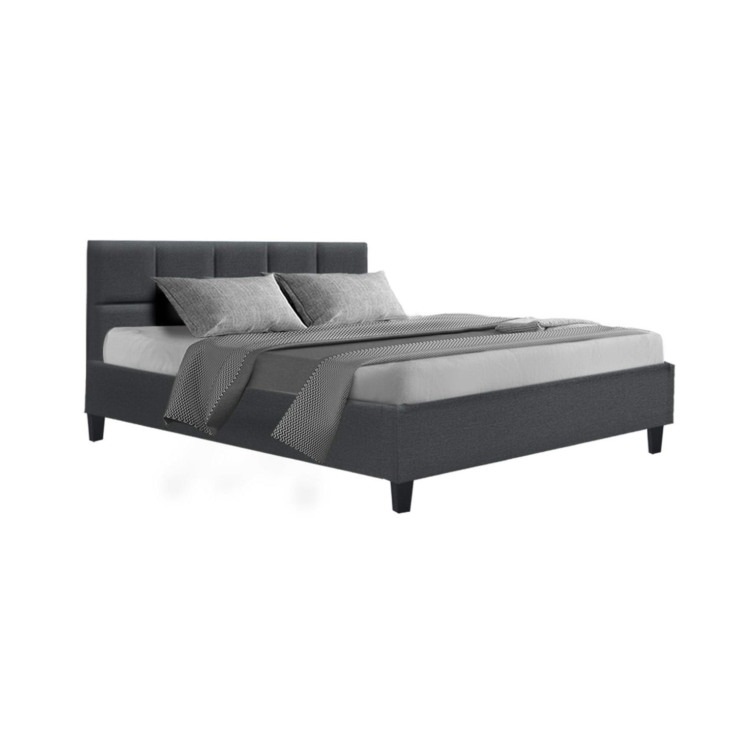 Tino Bed Frame Fabric - Charcoal Queen