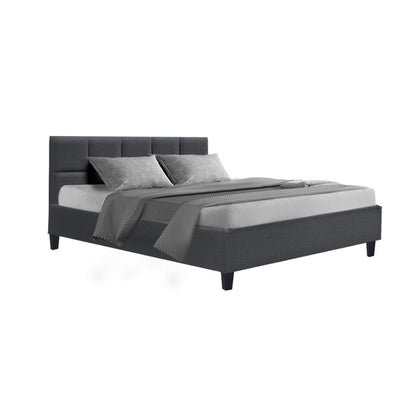 Tino Bed Frame Fabric - Charcoal Queen