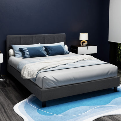 Tino Bed Frame Fabric - Charcoal Queen