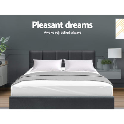 Tino Bed Frame Fabric - Charcoal Queen