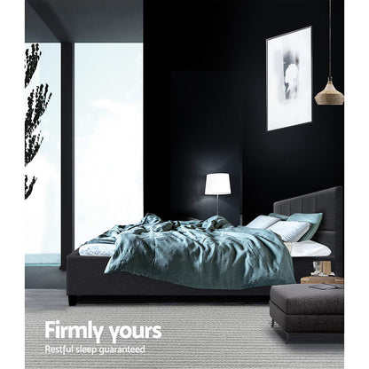 Tino Bed Frame Fabric - Charcoal Queen