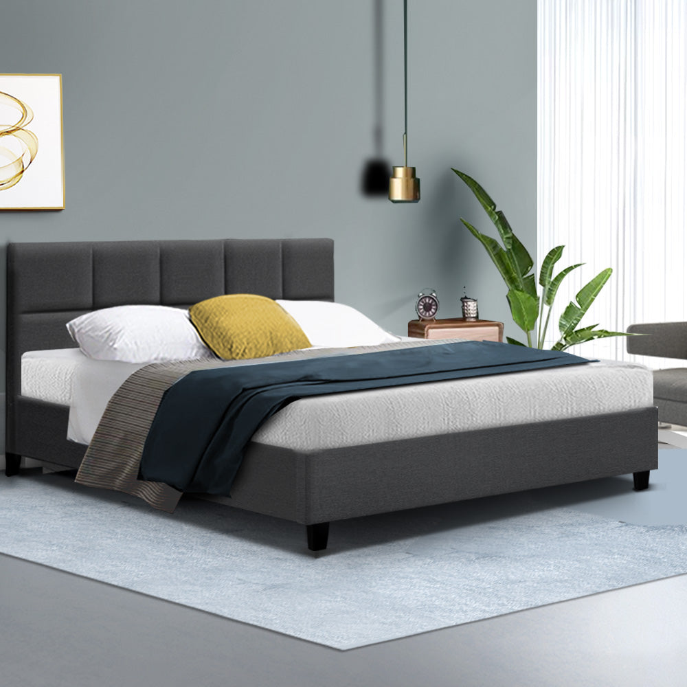 Tino Bed Frame Fabric - Charcoal Queen