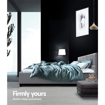 Tino Bed Frame Fabric - Grey Queen