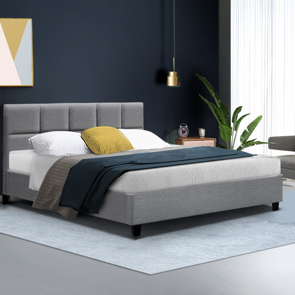 Tino Bed Frame Fabric - Grey Queen