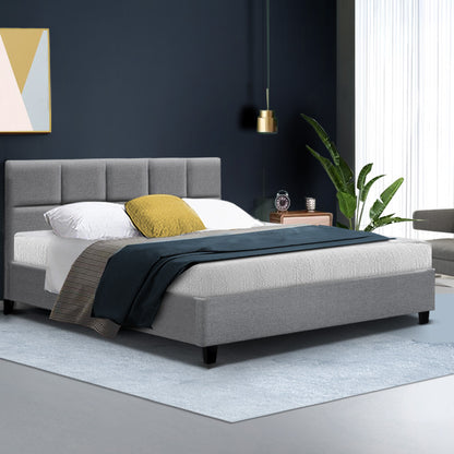 Tino Bed Frame Fabric - Grey Queen