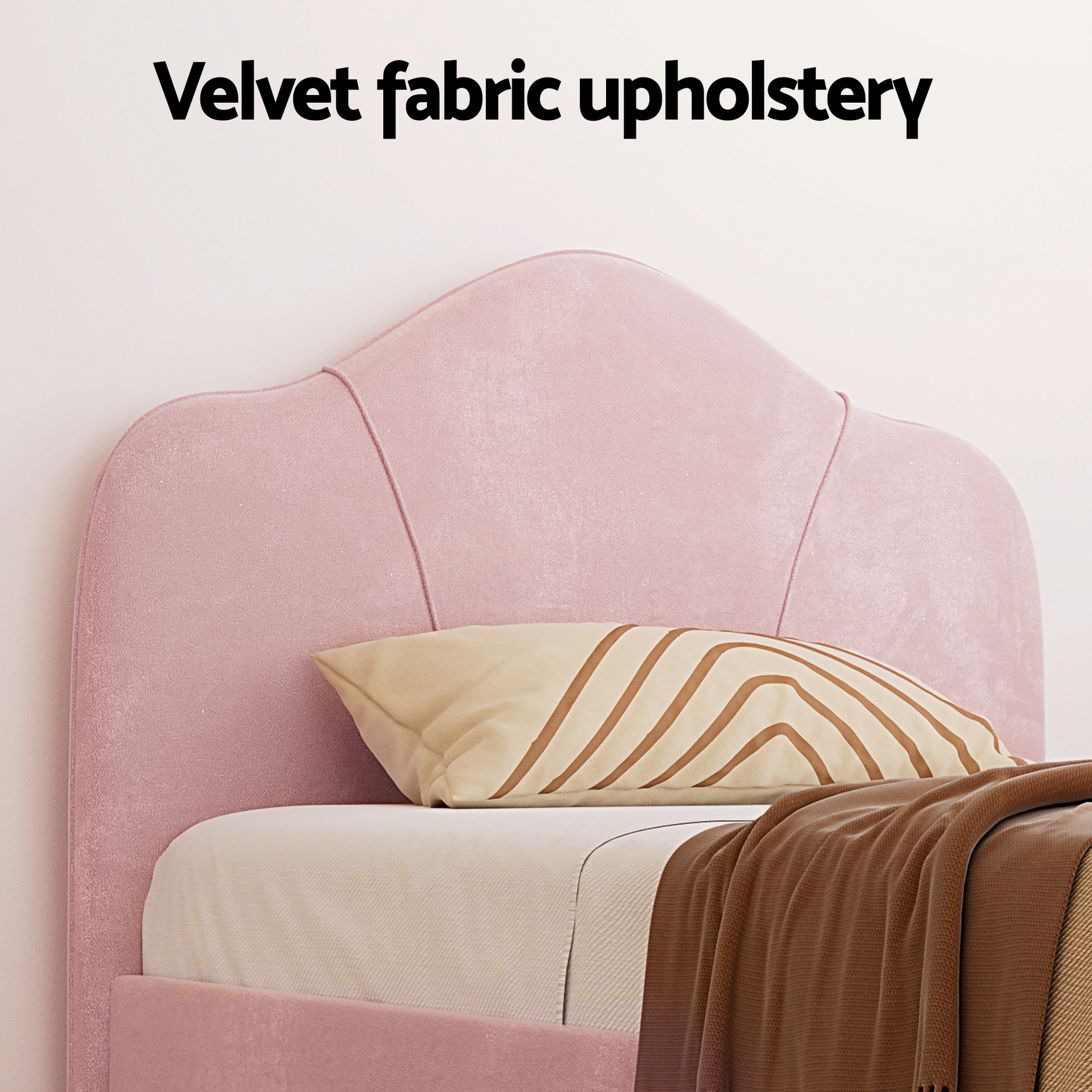 Artiss King Single Storage Bed Frame Velvet with Bedside Table Pink - Factory Direct Shop