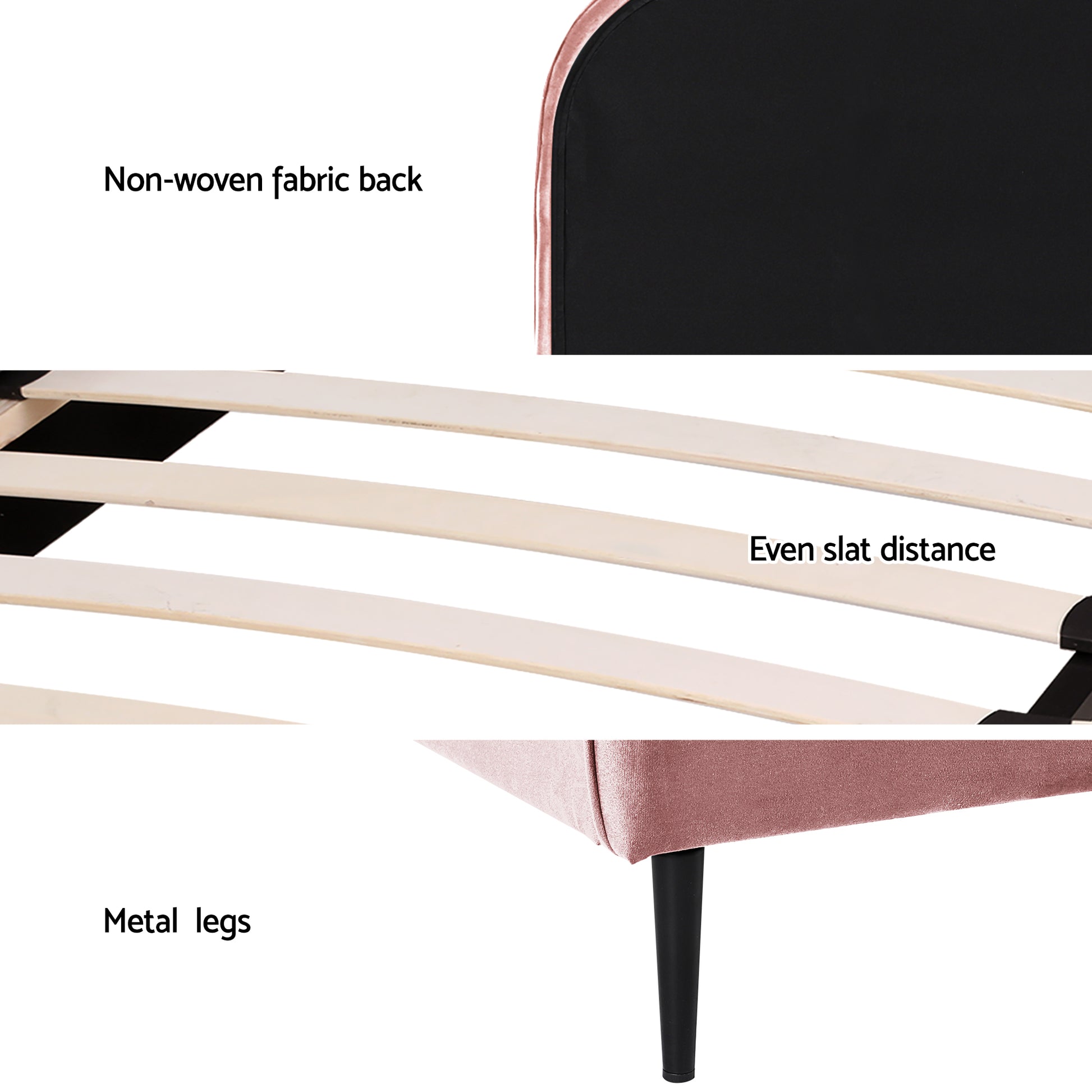 Artiss King Single Storage Bed Frame Velvet with Bedside Table Pink - Factory Direct Shop