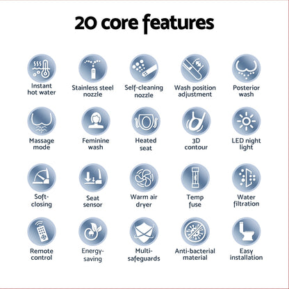 Cefito Electric Bidet Toilet Seat Cover LED Night Light Heated Seat with Remote