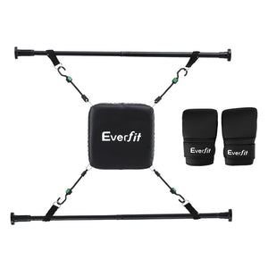 Everfit Doorway Punching Bag Adjustable Apartment Friendly with Boxing Gloves Black