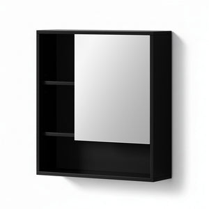 Cefito Bathroom Mirror Cabinet Mirrored Medicine Adjustable Shelf Wall Mounted 560mm Black