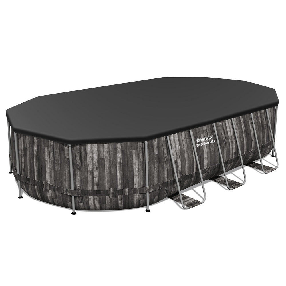 Inflatable pool with a cover on a white background